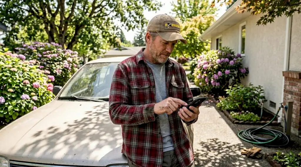 Man logging maintenance for aging car
