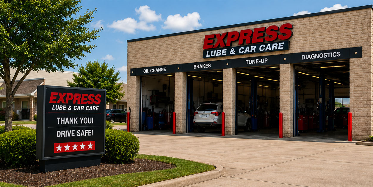 Express Lube & Car Care Auto Repair Shop in Arlington Exterior view of Express Lube & Car Care automotive repair and maintenance shop in Arlington Texas