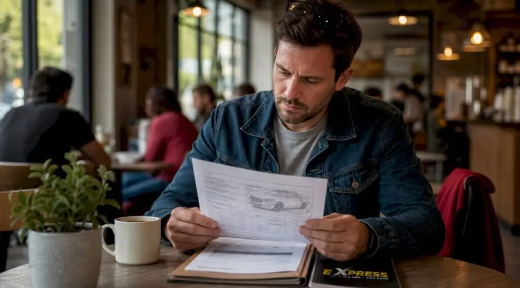 Car owner reviewing accident repair report