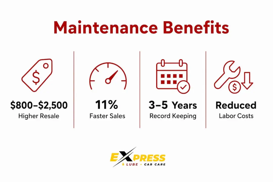 Infographic showing key vehicle maintenance benefits