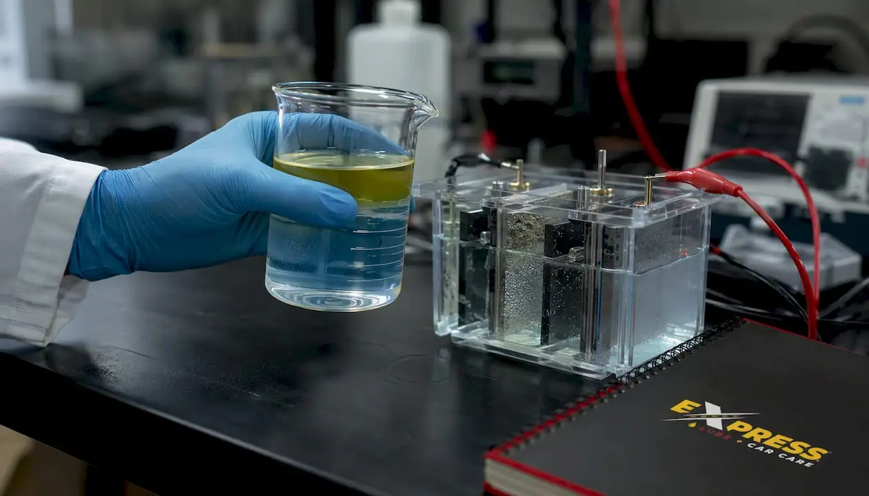 Lab setup illustrating battery chemical process