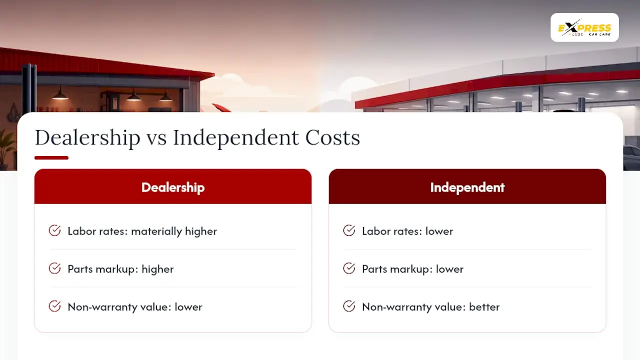 Cost comparison between dealers and independent mechanics