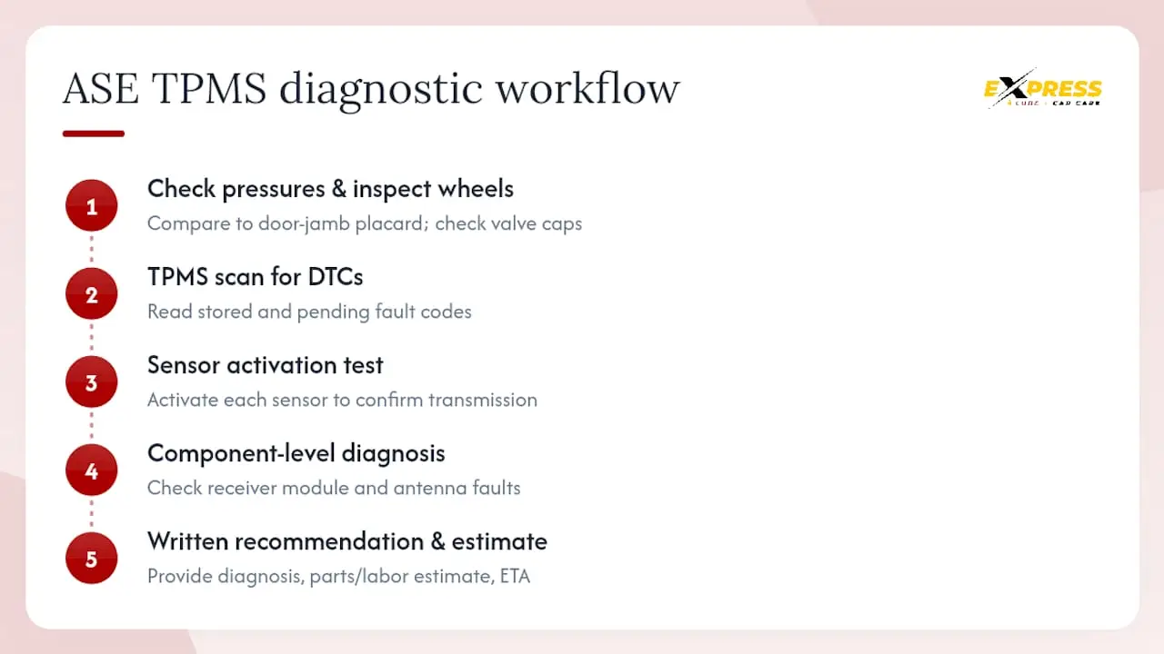 Diagram of TPMS diagnostic steps