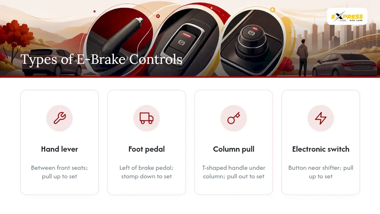 Diagram of the four main types of e brake controls