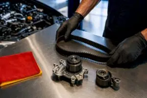 Timing belt components prepared for service