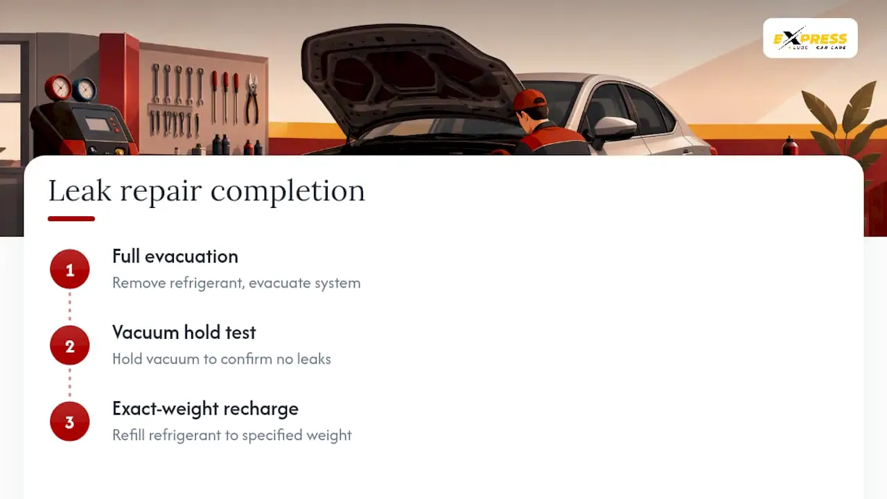 Three-step A/C repair verification process