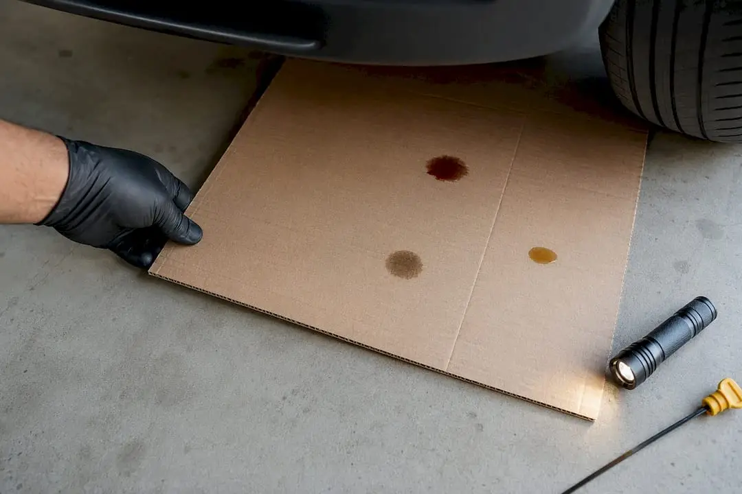 Cardboard catching vehicle fluid leak spots