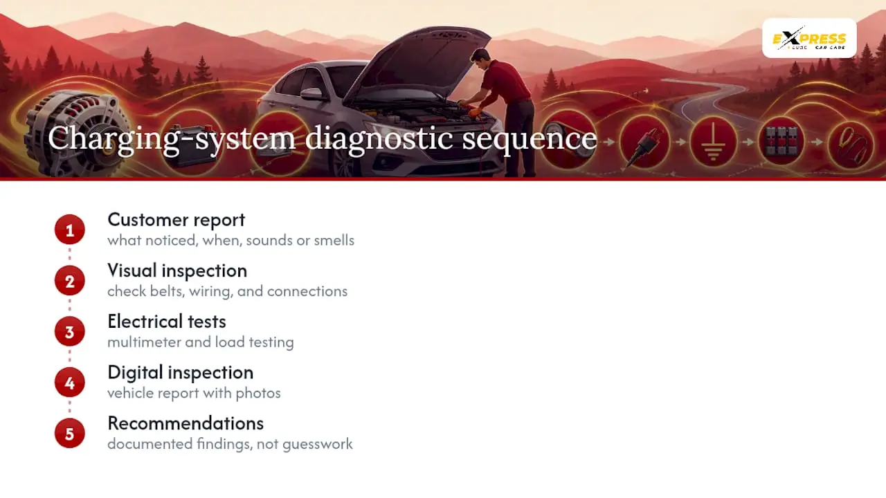 Charging system diagnostic workflow