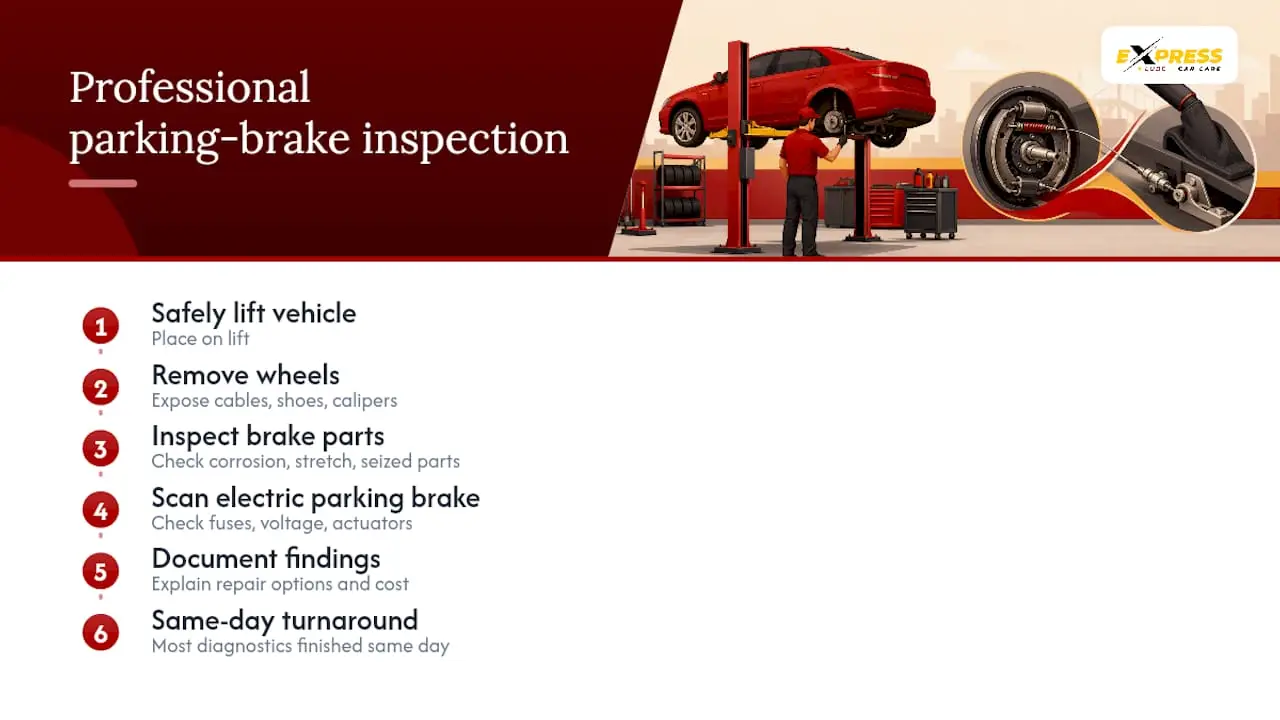 Professional parking brake inspection sequence