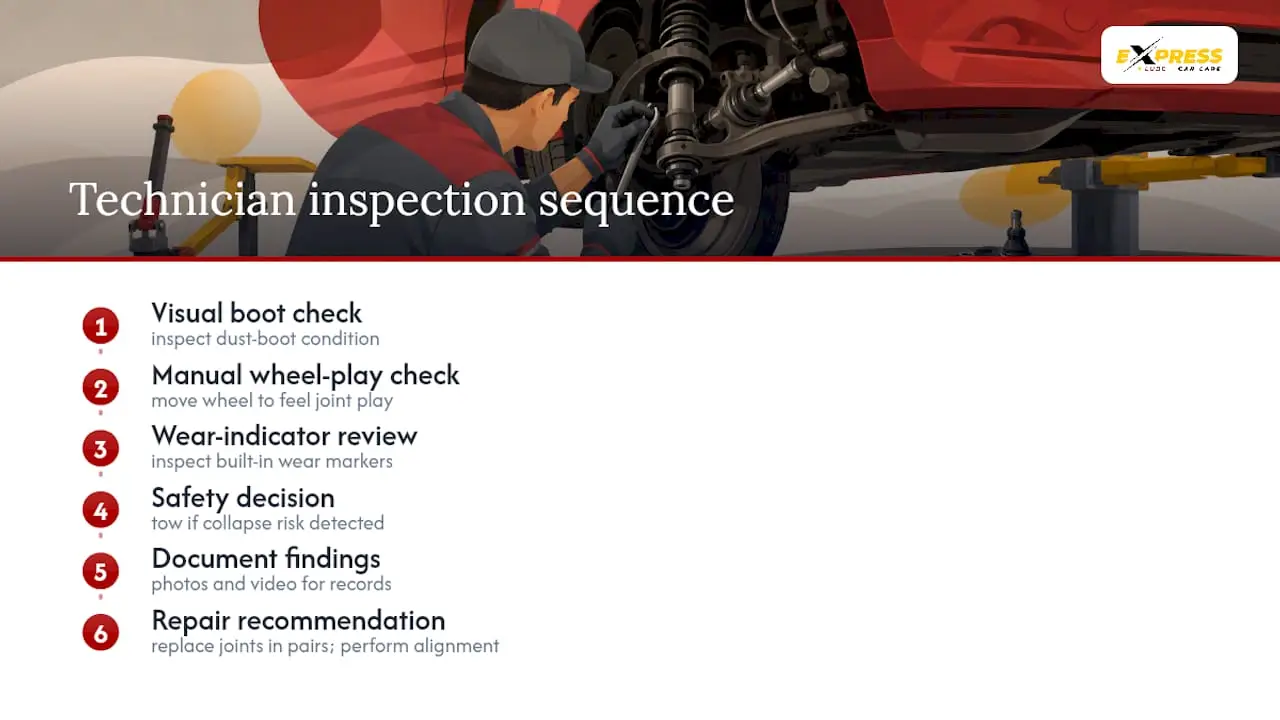Ball joint inspection and repair decision flow