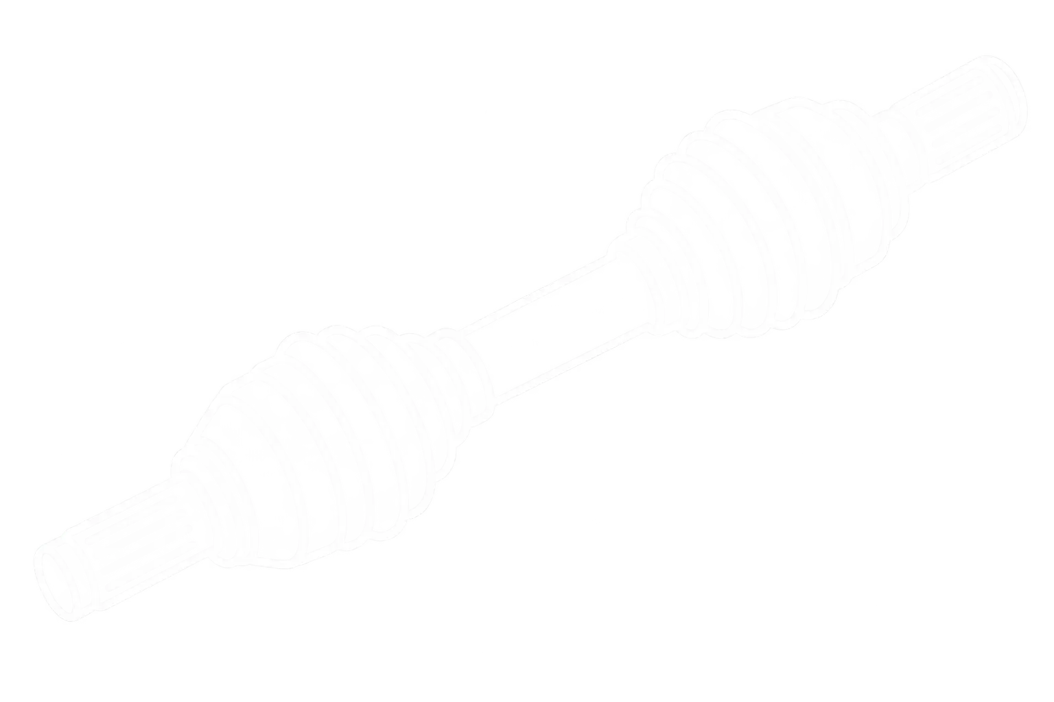 Glowing white illustration of an automotive CV axle