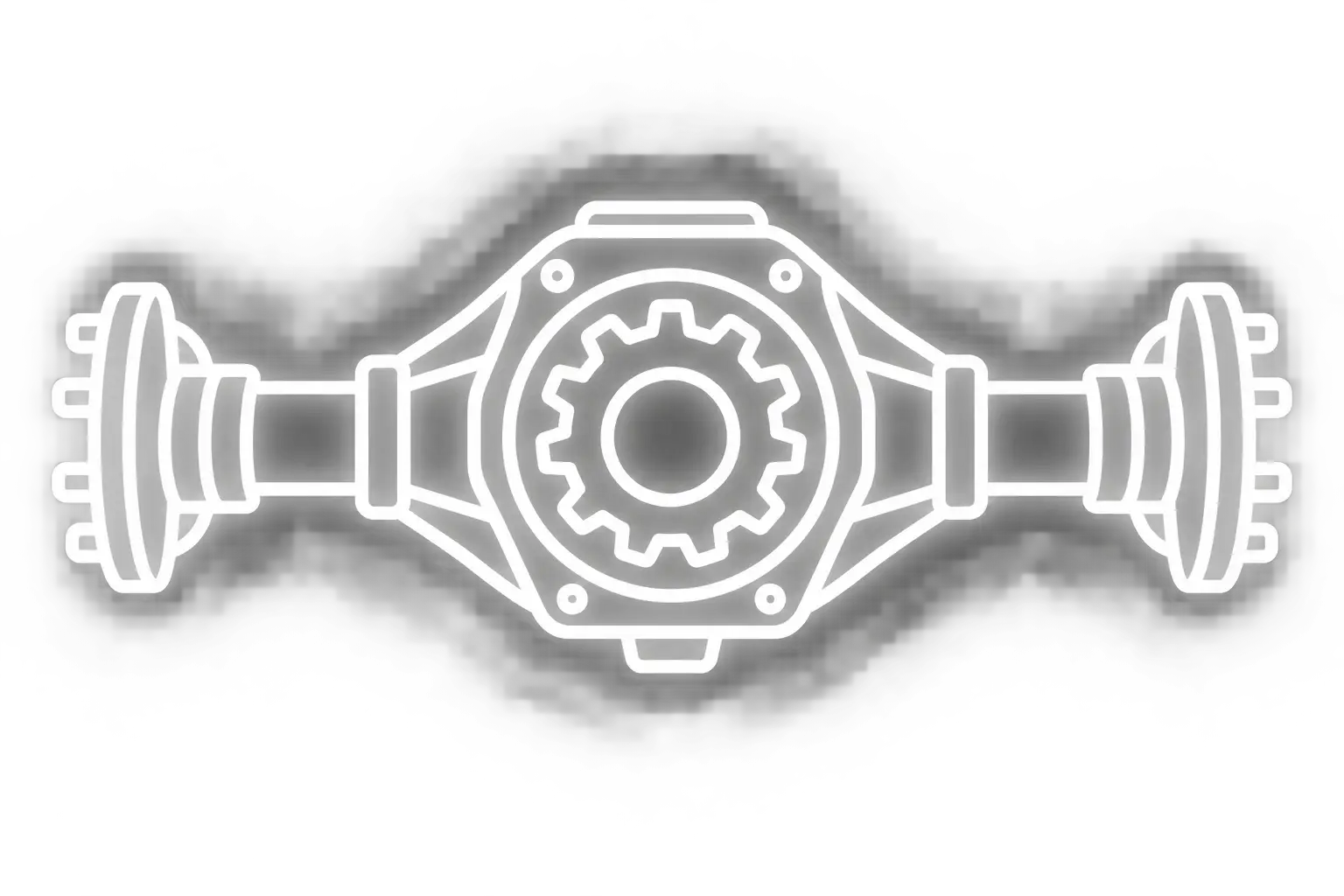 Glowing white outline of an automotive differential axle
