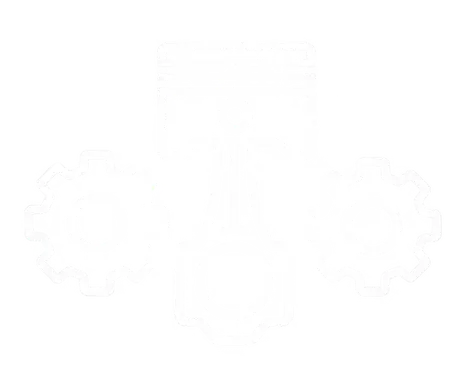 Engine piston and gears mechanical line icon