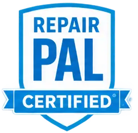 Blue and white RepairPal Certified shield badge