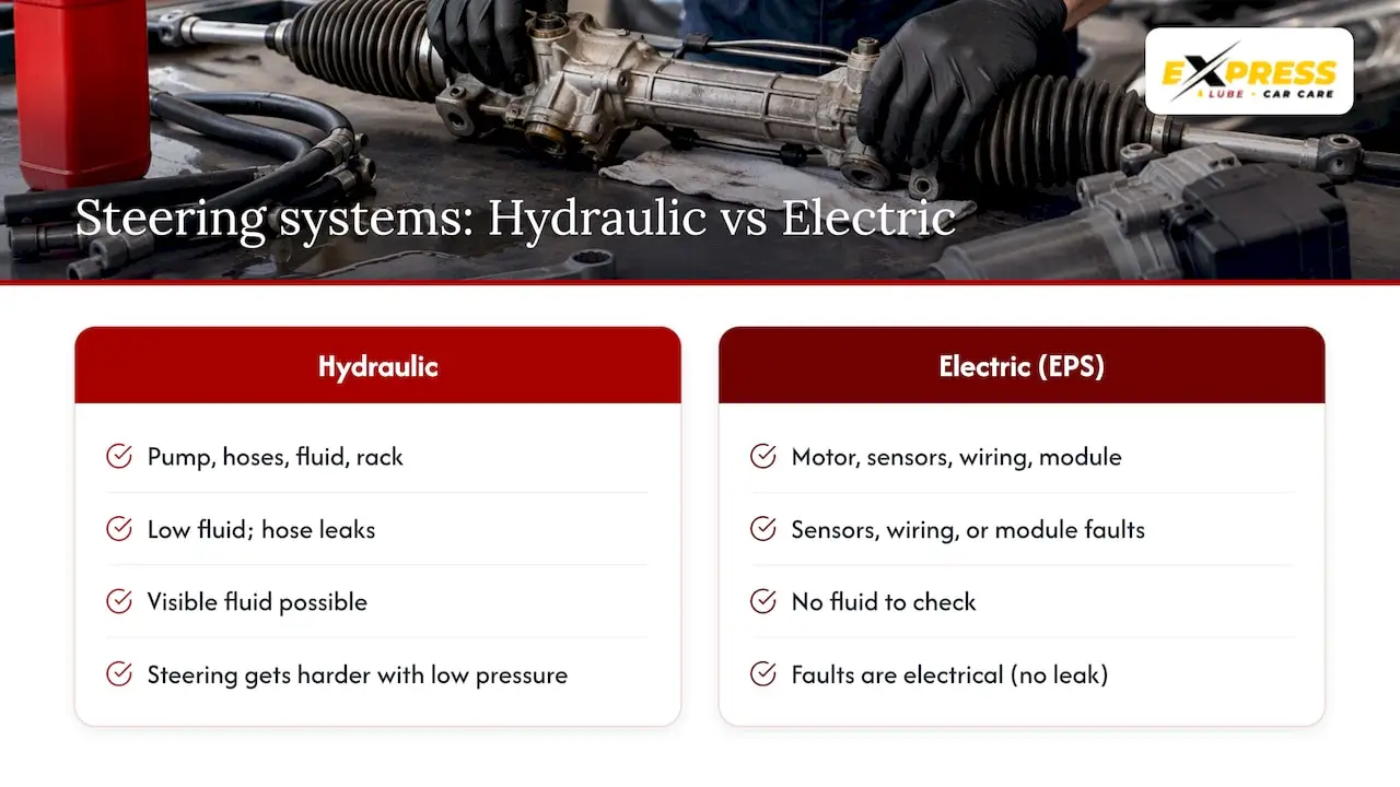 Hydraulic and electric steering system comparison