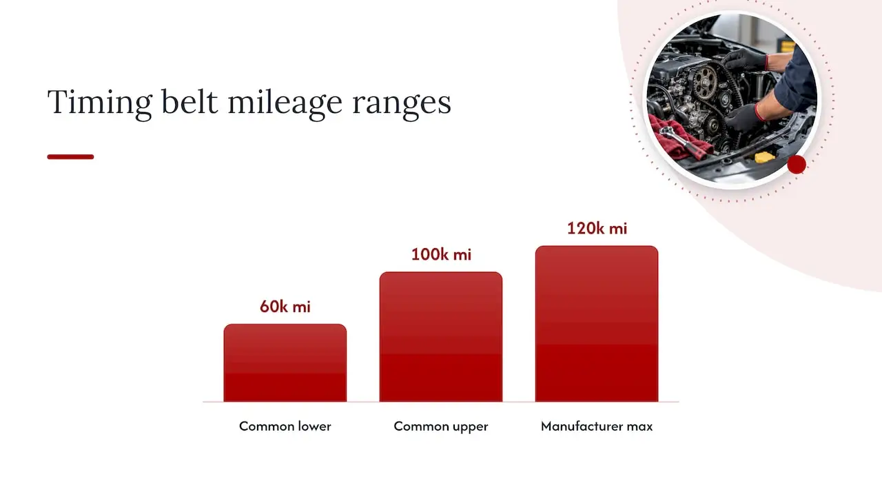 Timing belt mileage replacement ranges compared