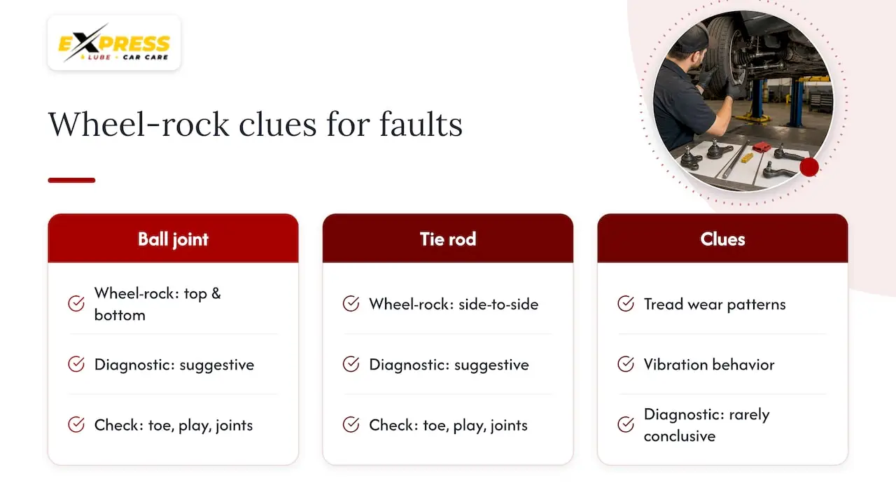 Wheel movement clues for steering parts