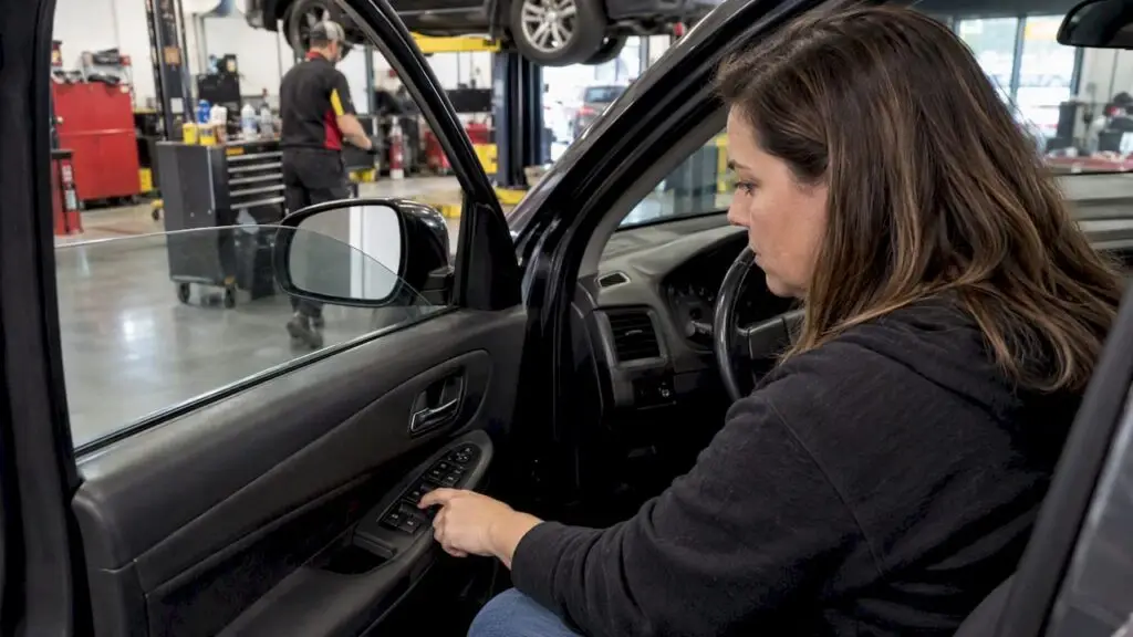 Driver testing an unresponsive power window