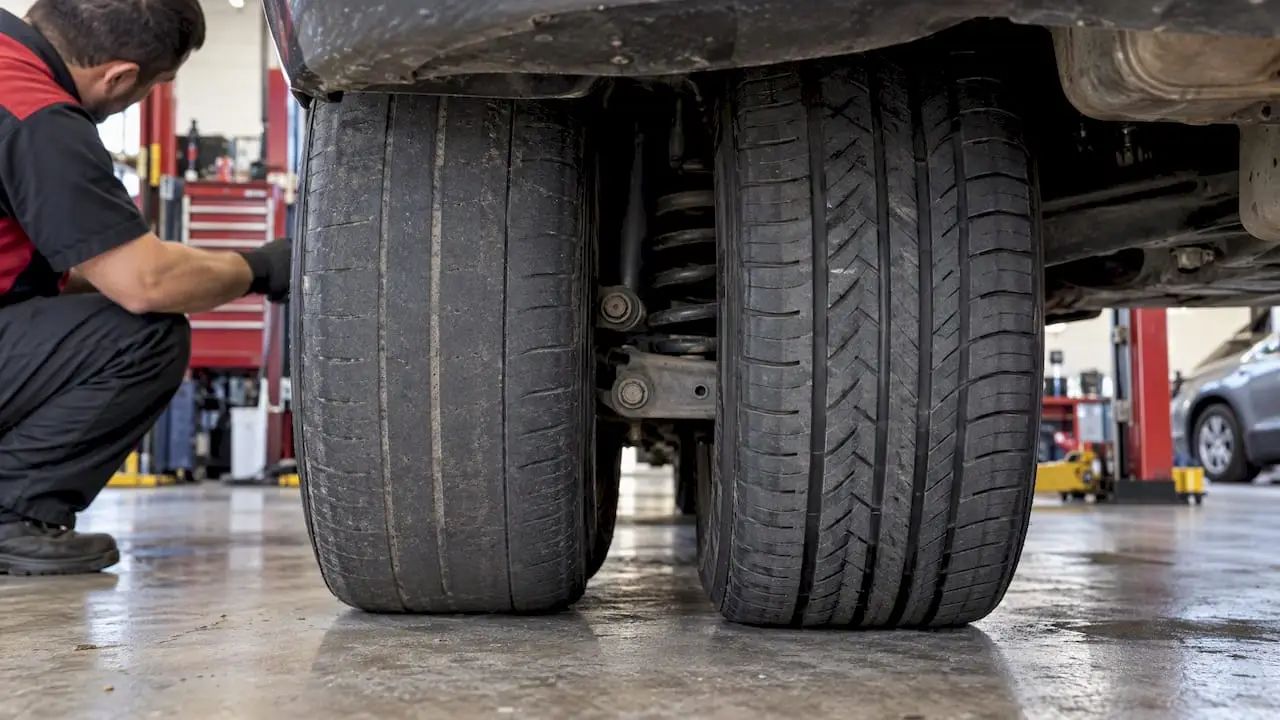 Two axle tires with different tread patterns