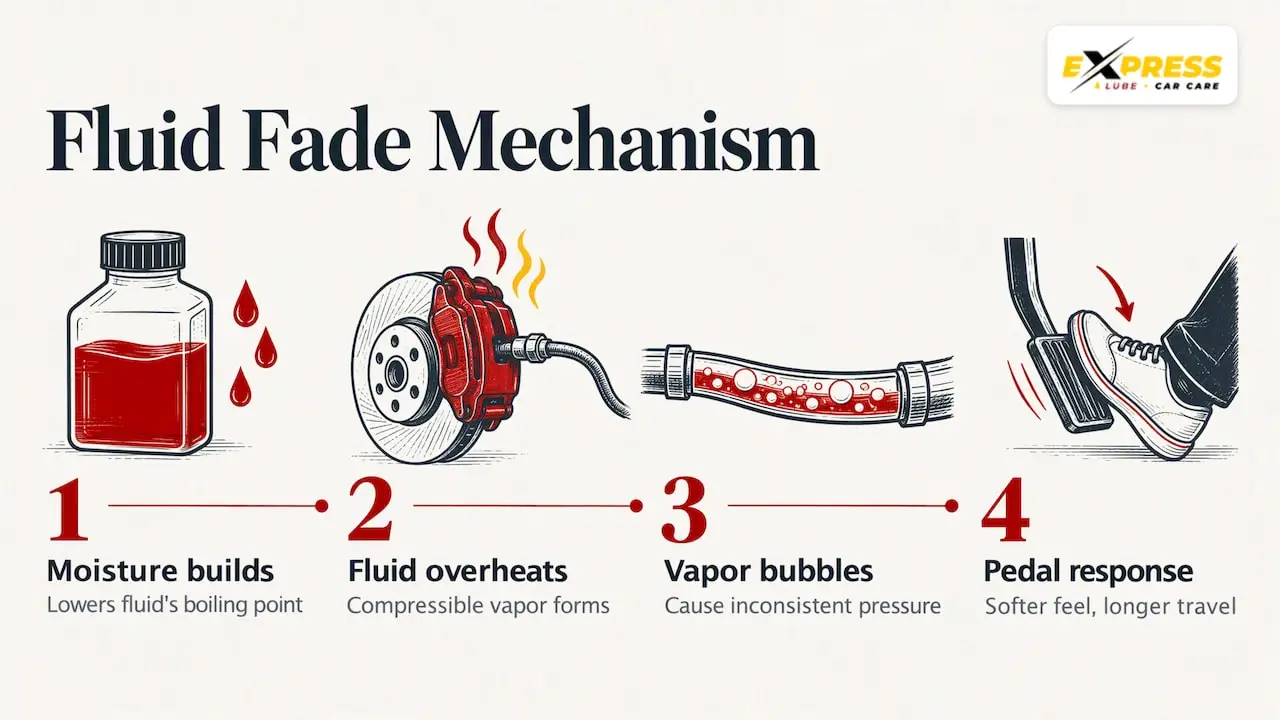 Fluid fade: boiling brake fluid — overview diagram