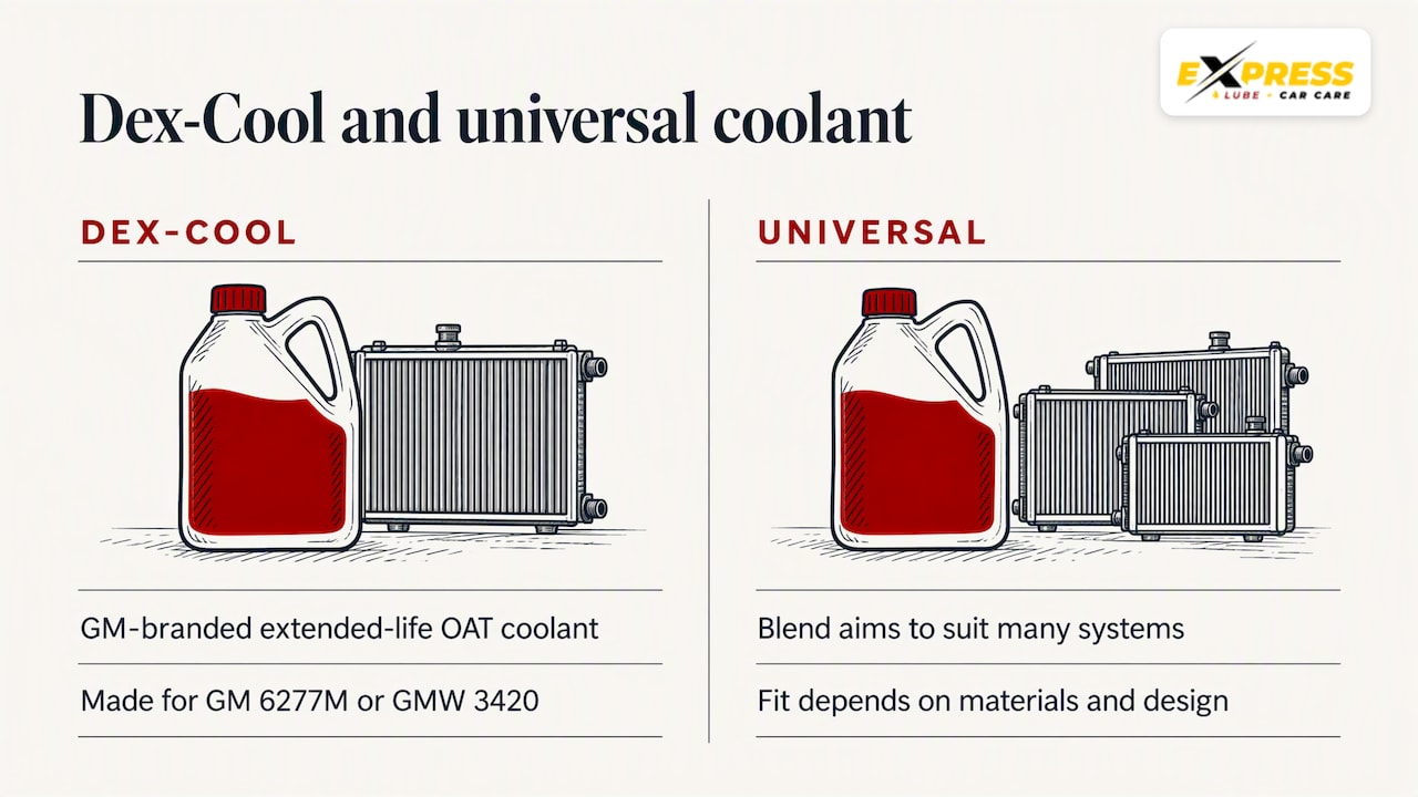 What is Dex-Cool, and what makes a coolant "universal"? — overview diagram